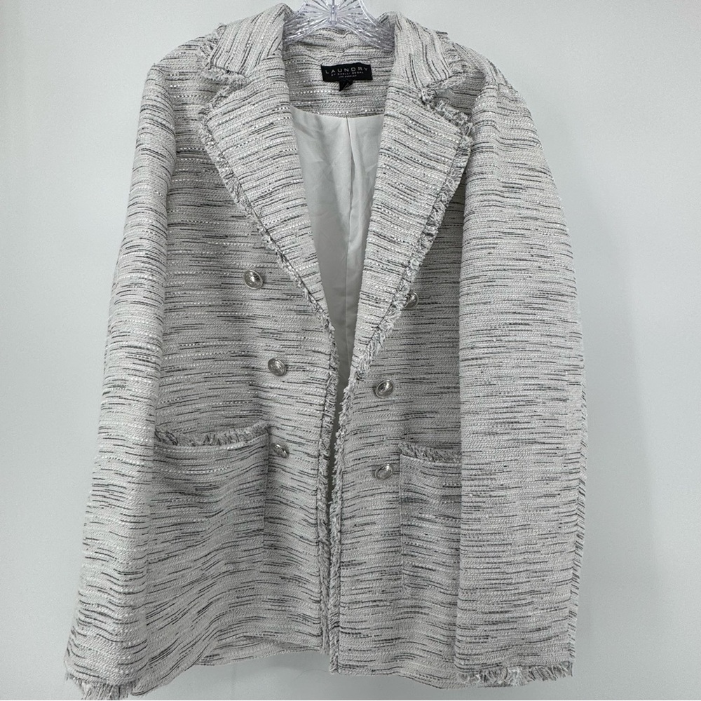 Laundry By Shelli Segal Women’s Multi Fringe Hem Tweed Blazer XL